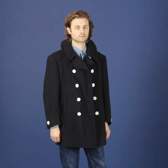 1940s World War II US Navy Pea Coat Large