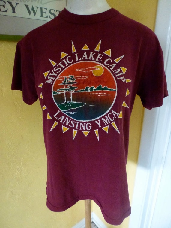 Mystic Lake YMCA Camp 1980s vintage tee shirt by sideburns on Etsy