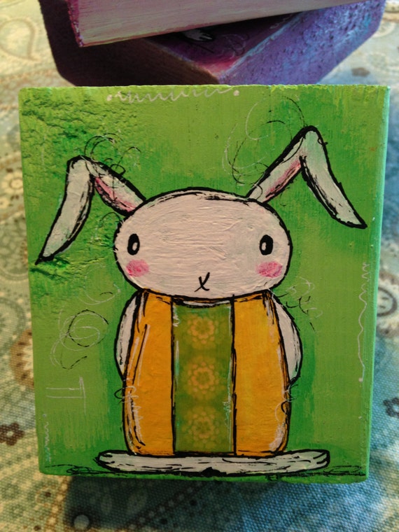 Original Wood Block Art Painting Painting Home by ErinDuFraneArt