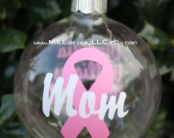 Cancer Awareness Ribbon Personalized Ornament Breast Cancer YOUR COLORS