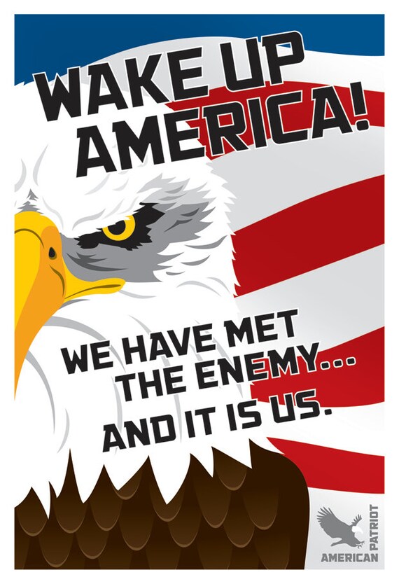 Items similar to Wake Up America! Patriotic America Poster Digital