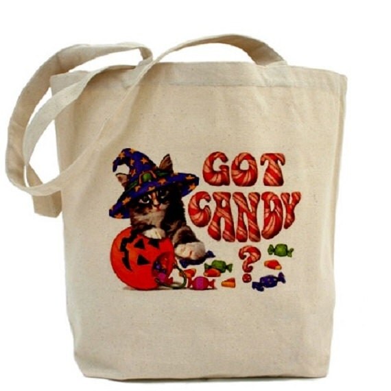... Tote - Cotton Canvas Tote Bag - Trick or Treat Bag - Gift Bag