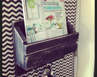 12" rustic wall organizer with key hooks on the bottom