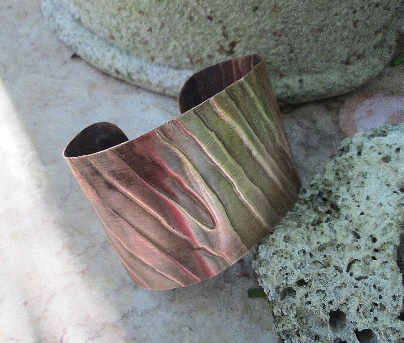 copper embossed zebra cuff