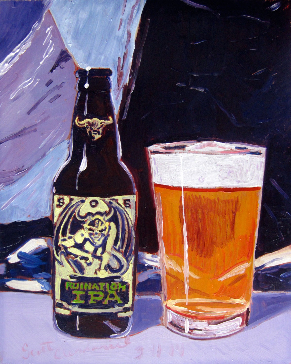 Craft Beer Oil Painting of Ruination IPA by by RealArtIsBetter