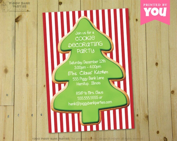 Christmas SUGAR COOKIE Invitation - Personalized DIY Printable Tree Cookie Invite // Christmas Party // Christmas Card // Cookie Exchange Il_570xn