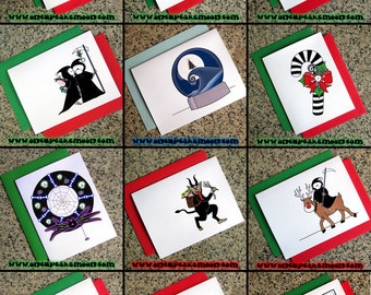 SINGLE CARD alternative goth holiday pagan christmas cards choose from 32 designs - dark custom personalized handmade seasons greetings