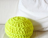 Ball off Crochet Pillow - neon yellow
