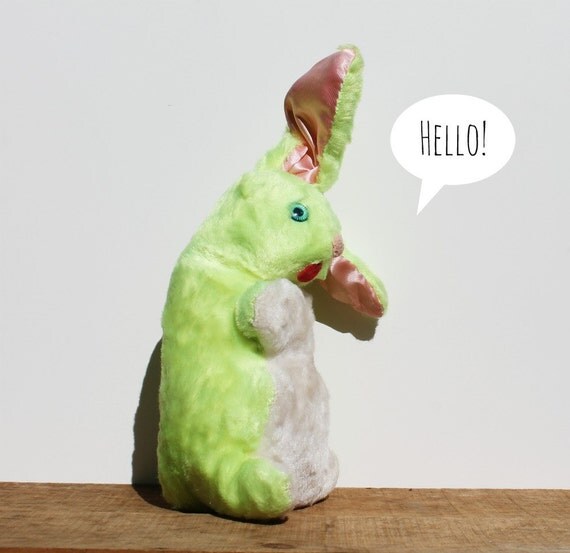 green stuffed bunny rabbit