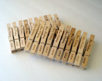 40 Custom Clothespin Wedding Favors card holders