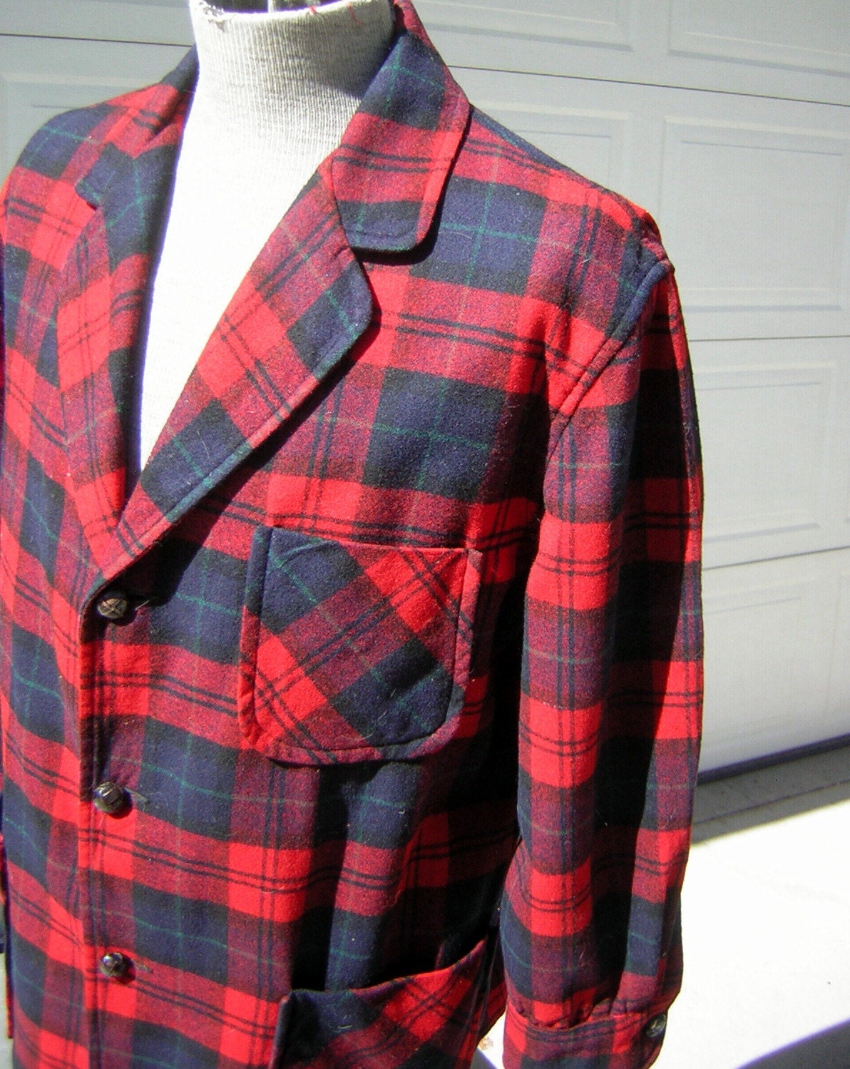 Pendleton Wool Plaid Jacket Vintage 1950s Large Unisex Woven