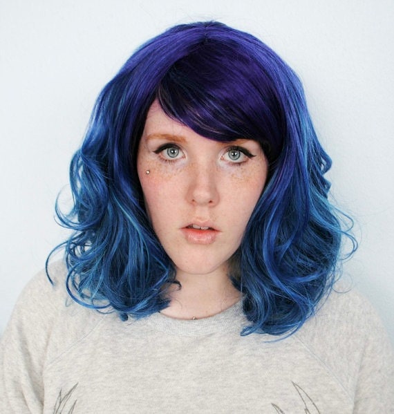 Items similar to SALE Blue wig, Mermaid wig, scene wig, hipster wig ...