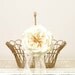 Vintage Metal and Wicker Basket with Ivory English Rose - Beautiful Flower Girl Basket
