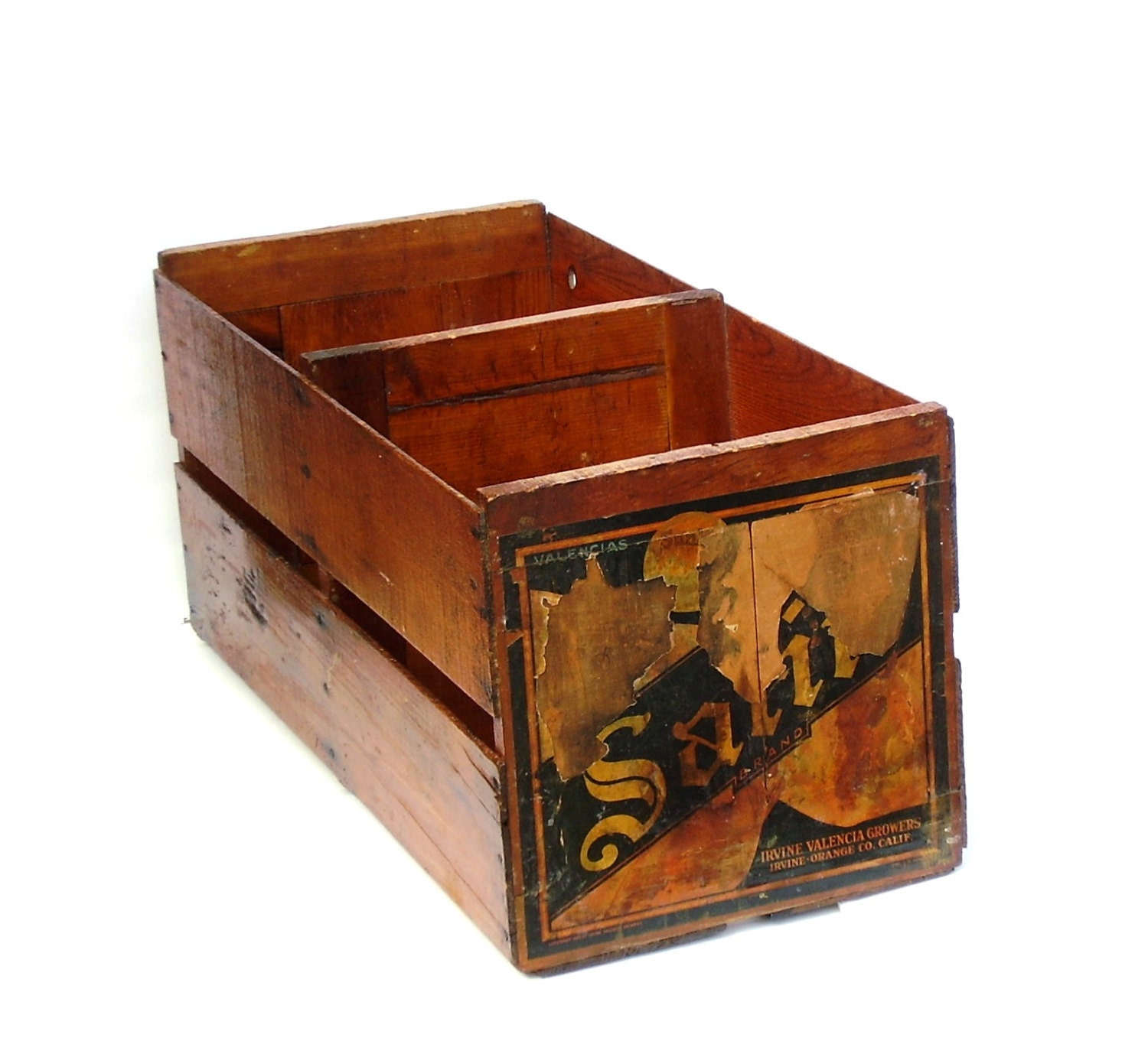 Antique Wooden Fruit Crate Rustic Wood Box Garden Planter
