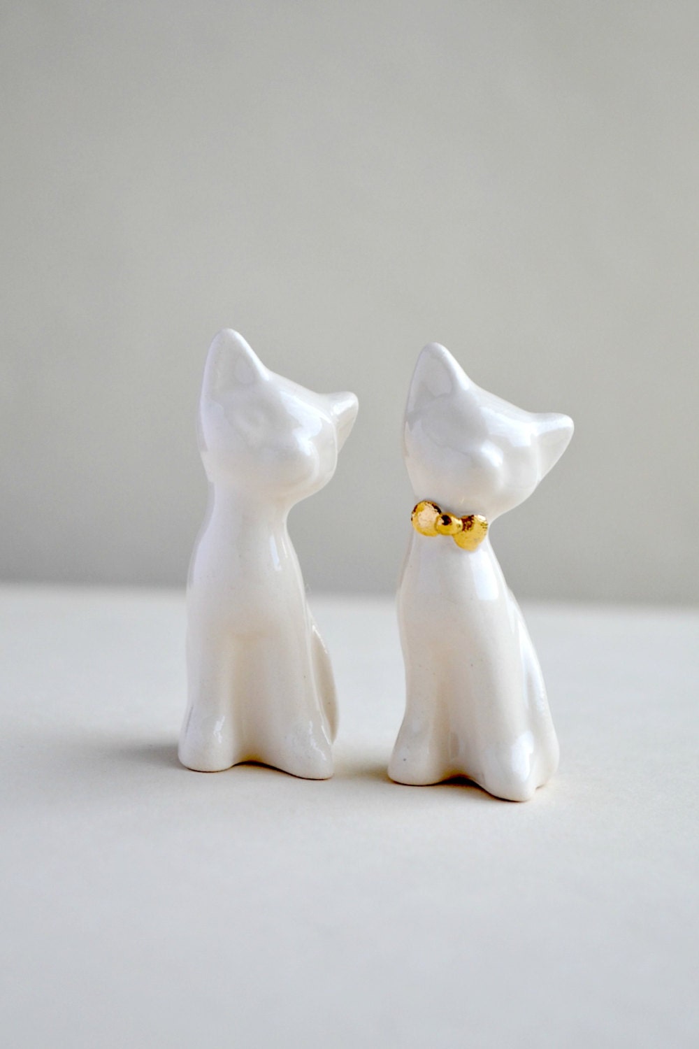 Cat Cake Topper Wedding Cake Topper Gold Ivory White