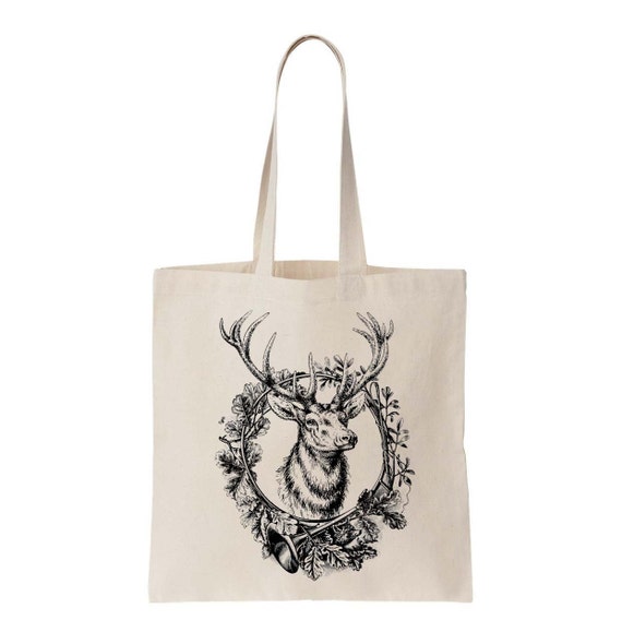 Screen Printed Deer Canvas Tote Bag