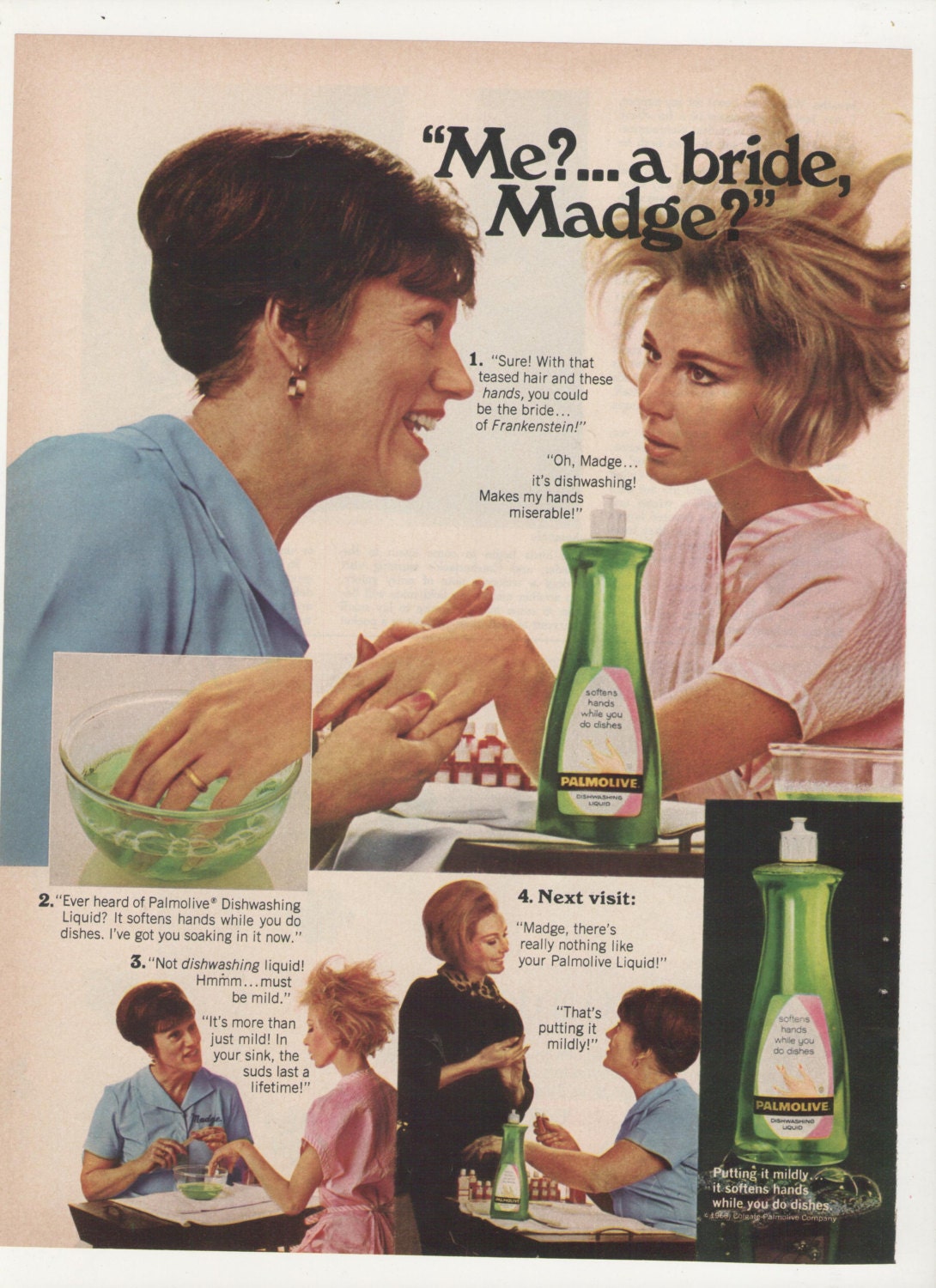 1968 Palmolive with Madge Dish Detergent You're Soaking In