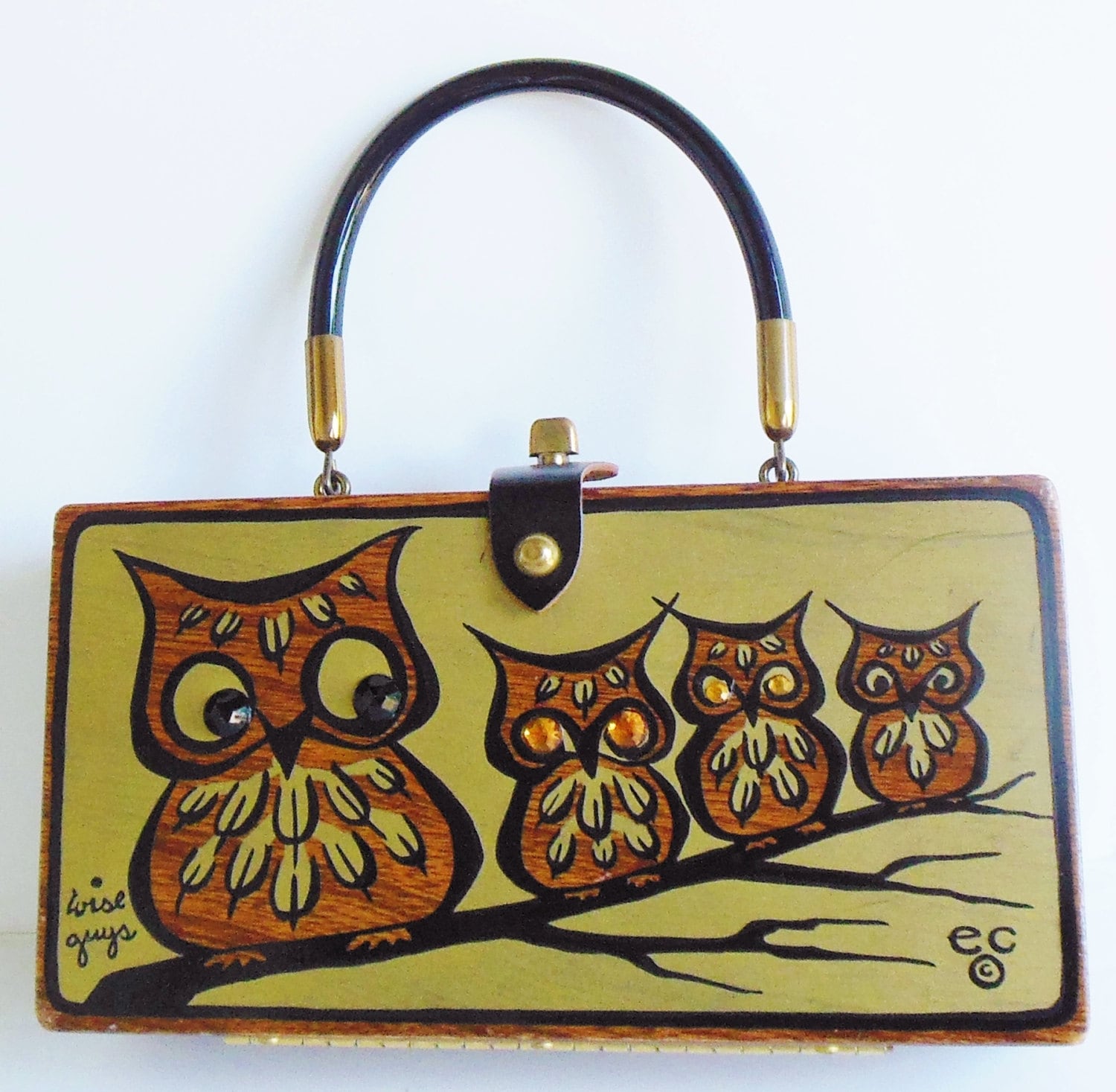 Retro Owls Purse Vintage Enid Collins Wise Guys