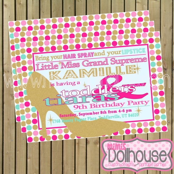 Toddlers & Tiaras Invitation Printable Beauty by MimisDollhouse