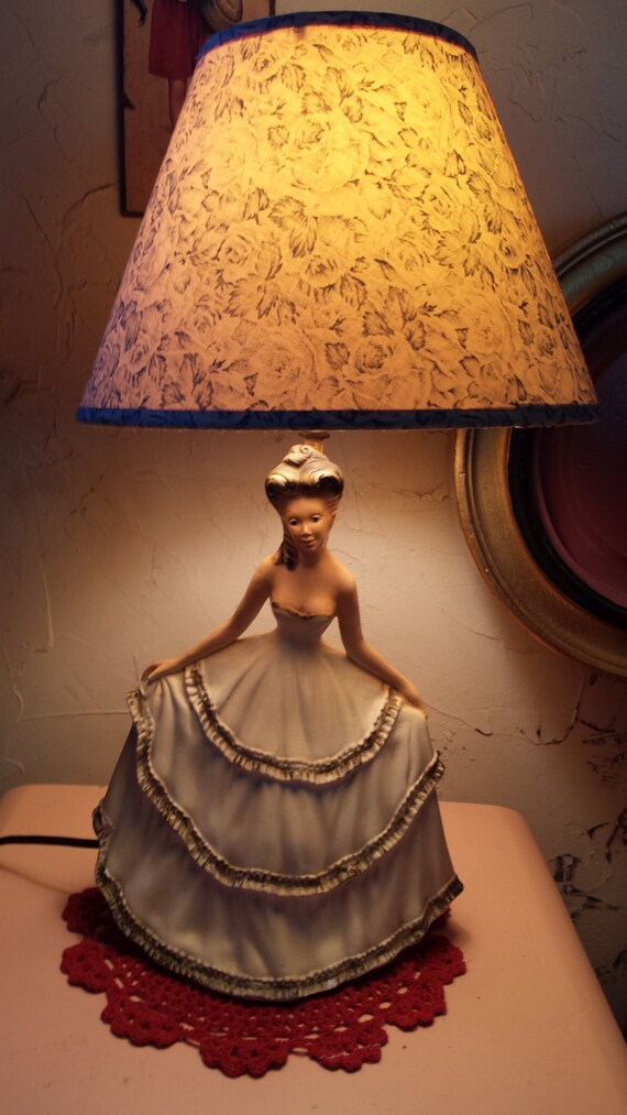 Items similar to Antique Victorian Lamp with Lady on Etsy