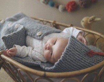 ENGLISH Garter Stitch Baby Hooded Jacket Beginner Knitting