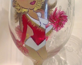 Cheerleader Girls Night Out Party Wine Glass
