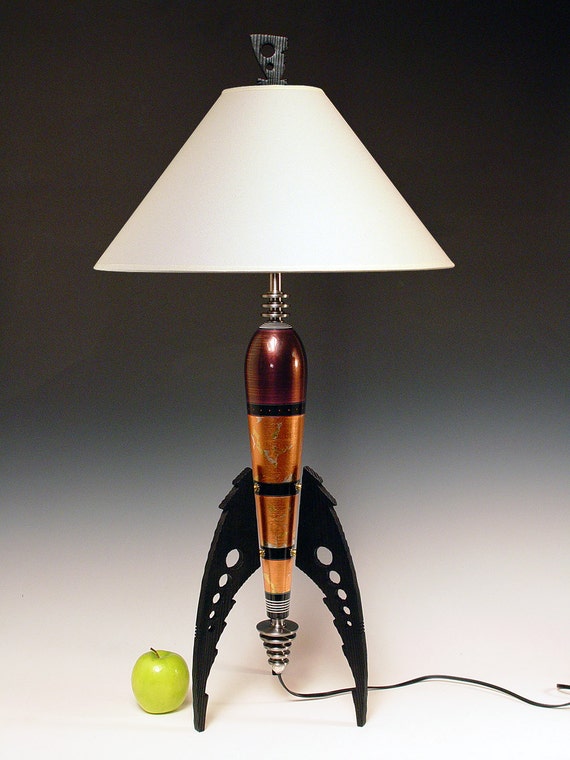 atomic boom rockets table Atomic Table and Lamp. lamp. rocket Iridescent retro purple