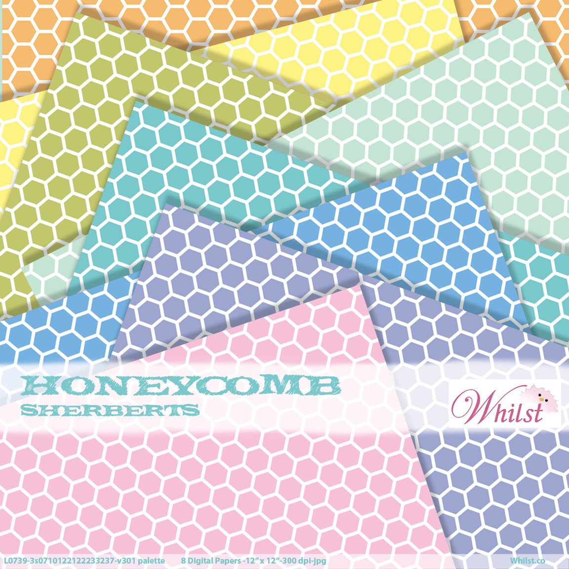 Digital paper scrapbooking hexagon paper bee orange