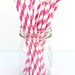 BUBBLEGUM PINK Paper Straws- 25 Pink stripe paper straws-cake pop sticks- pink stripe straws-retro pink straws-25 count