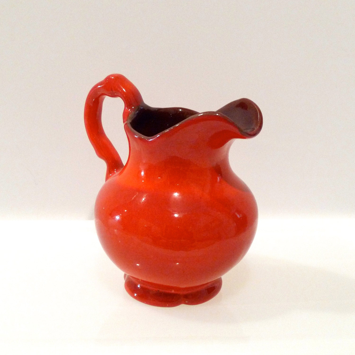 Frankoma 830A Pitcher Flame Glaze Jug Orange Flower Vase