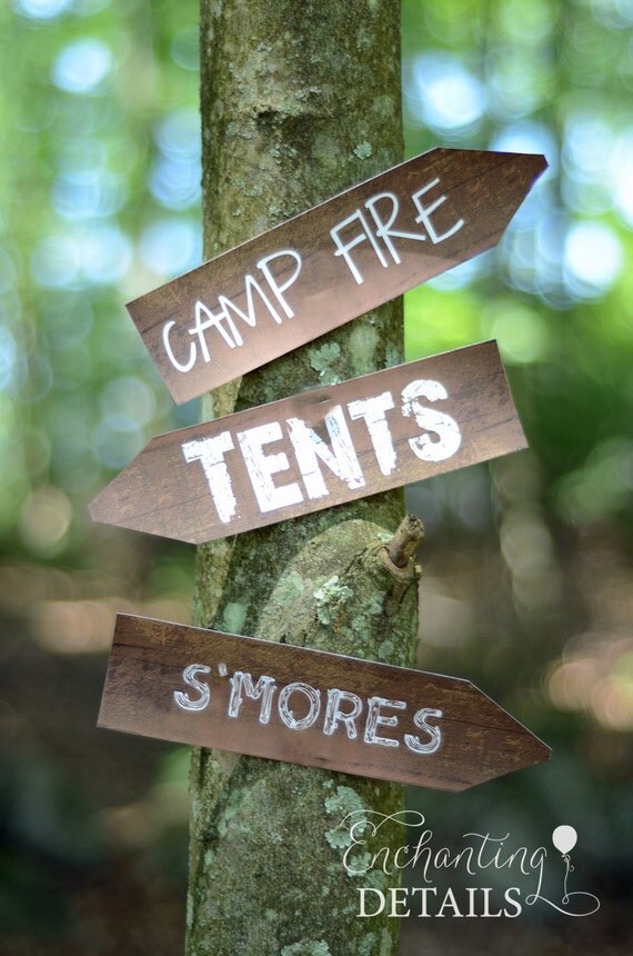 INSTANT DOWNLOAD Camping Printable Tree Signs- DIY/Customize Editable in Adobe Reader Il_570xn