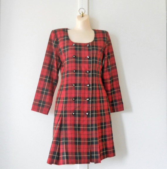 vintage unique dress plaid Petite Plaid Red Red Dress Christmas Dress Tartan Red Dress Dress