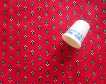 tiny holly leaves christmas print cotton fabric -- 43 wide by almost 1 yard