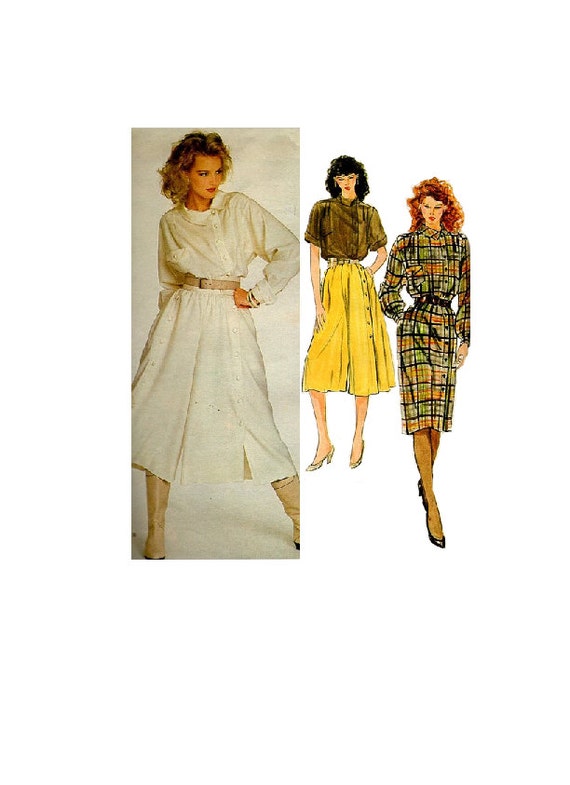 pattern side gathered dress Retro Montana Designer Dress 80s Sewing Claude Pattern Vogue