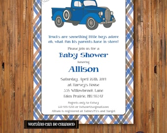 Blue Truck Baby Shower invitation - Little Blue Truck - Baby Boy Baby Shower invitation or birthday invitation - 1st, 2nd, 3rd - Item 0158