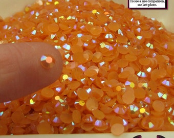 200 pcs 4mm AB Jelly ORANGE Decoden Faceted Flatback Rhinestones