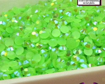 200 pcs 4mm AB Jelly LIME GREEN Decoden Faceted Flatback Rhinestones