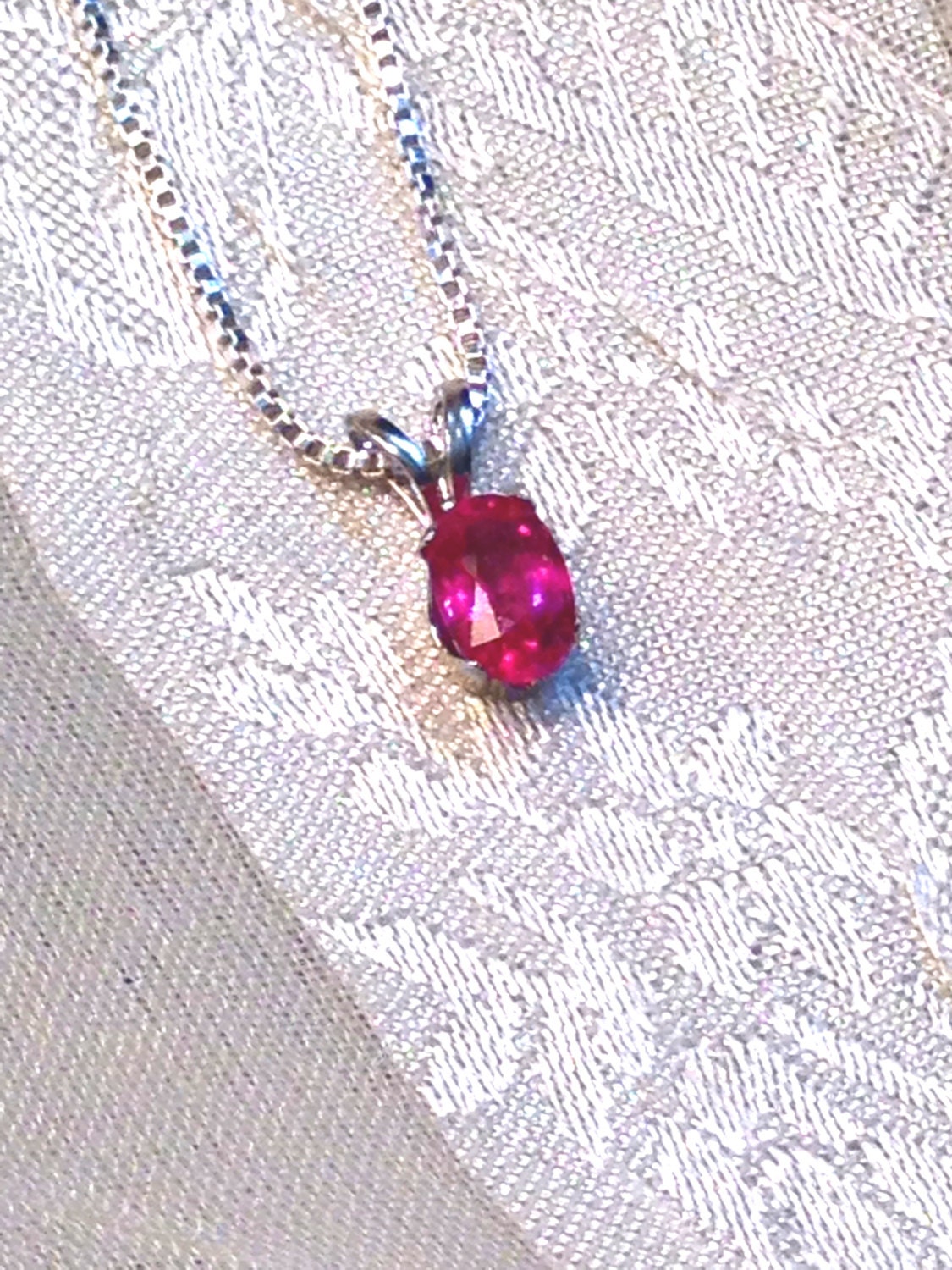 Natural Ruby Necklace 1/2CT in 14K White Gold by NorthCoastCottage