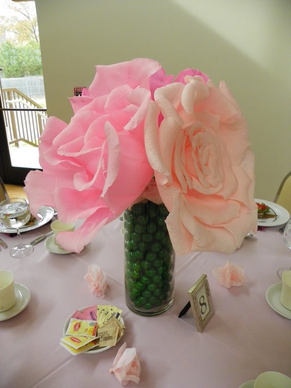 shower for flowers centerpieces baby with ideas Baby paper decoration shower 3 of Set giant flowers. crepe