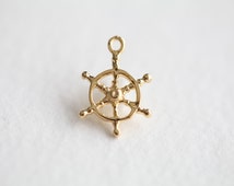 Vermeil Gold Ship Wheel Charm - gold plated over sterling silver, boat ...
