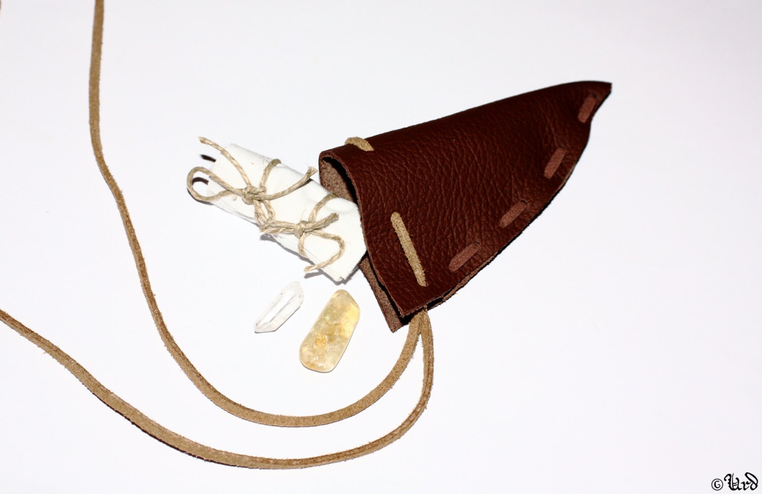 Small leather medicine bag healing gemstones & by UrdHandicrafts