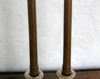 Pair Beeswax Colonial Brown Taper Candles Hand Crafted By The Beekeeper