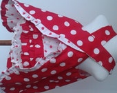 Infant's Reversible Pinafore Style Sundress in Red and White Polka Dots