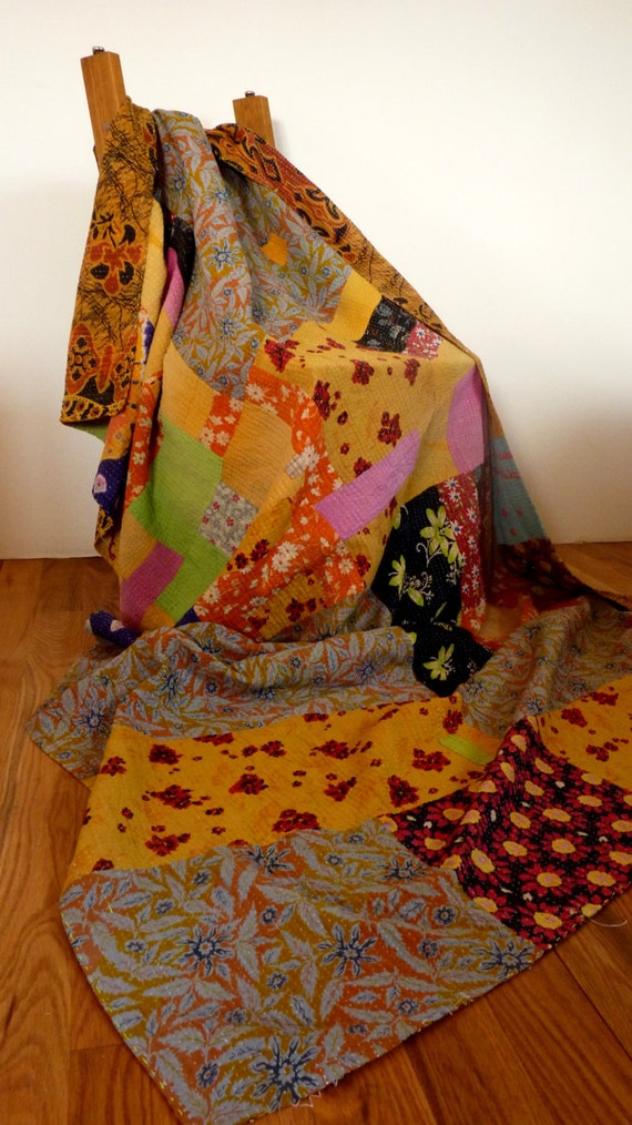 Wonderful Patchwork Quilt // Kantha Throw Blanket