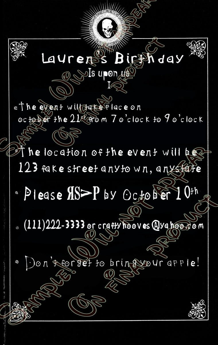 Death Note Party Invitations UPrint Custom Halloween Anime