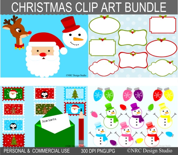 SALE Merry Christmas Clip Art - Christmas Clip Art Bundle Graphics - Christmas Clipart - Instant Download Il_570xn