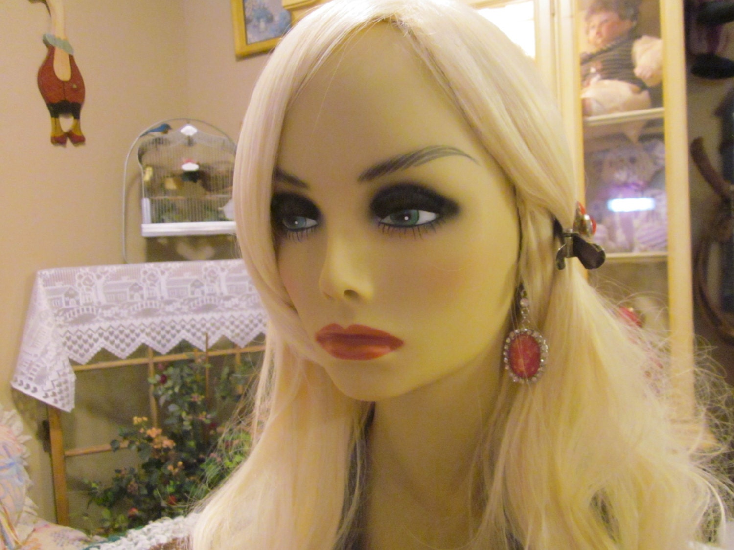 Life Size Mannequin with Pierced Ears/Hat by YearsAgoVintage