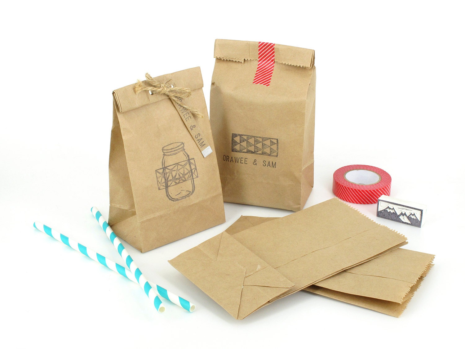 50 Small Brown Paper Bags Standing bags with flat bottoms