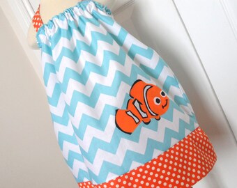 Finding Nemo Clown Fish Chevron Halter Pillowcase Dress