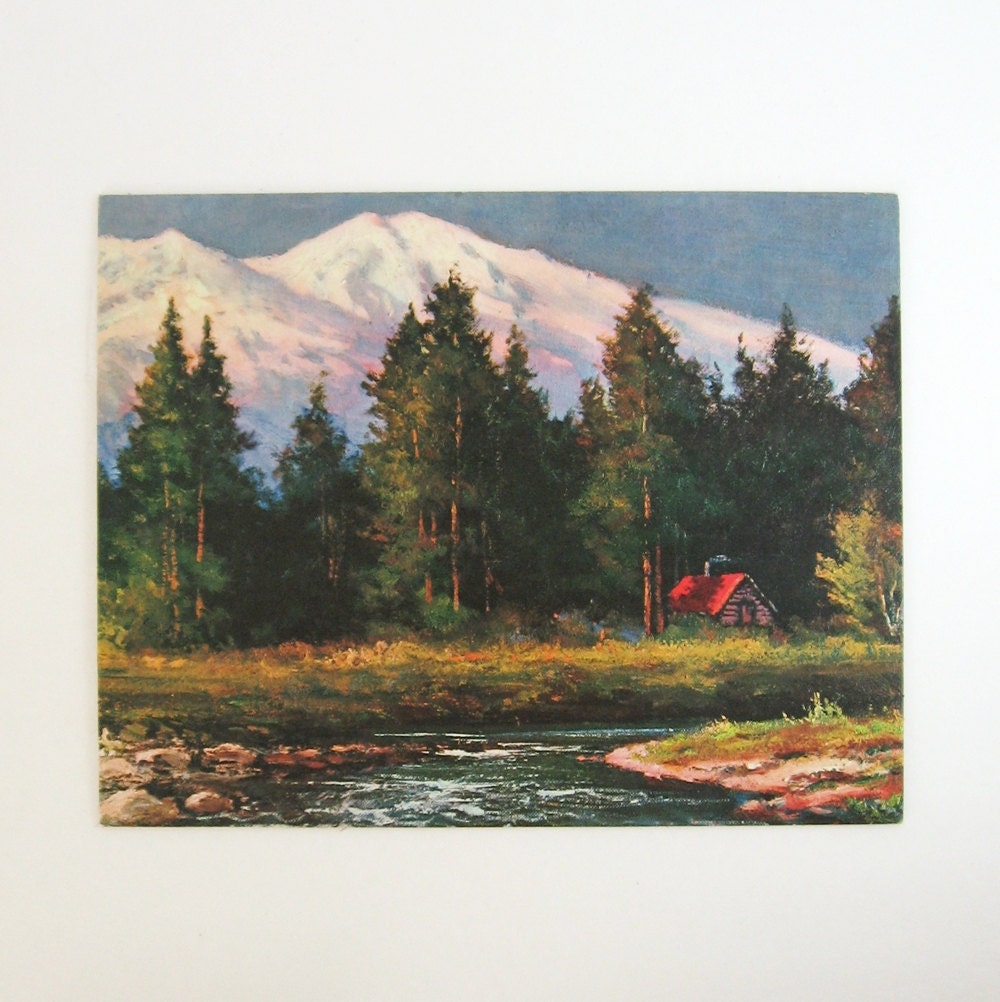 Mount Shasta Vintage Landscape Art Print Robert Wood